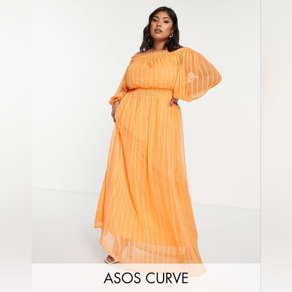 ASOS DESIGN curve off the shoulder maxi dress - Picture 2 of 12